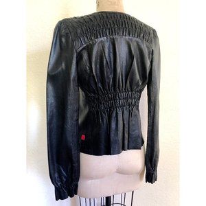 DDC LAB Ruched Lambskin Leather Top RARE NWOT